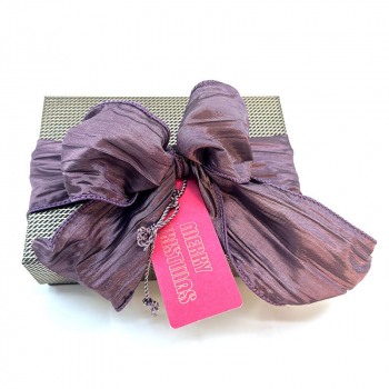 Gift ribbon, Crushente 70mm in purple, wire edge gift wrapping